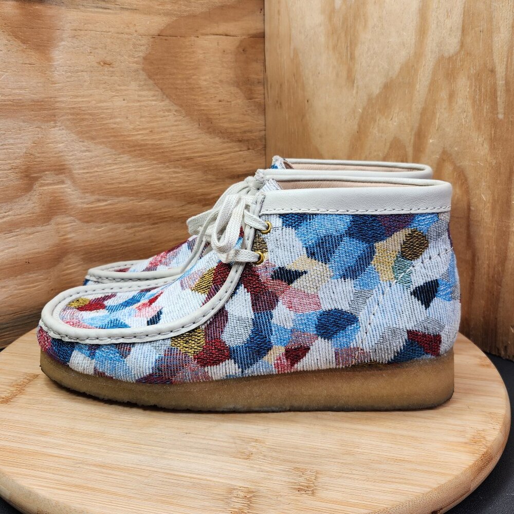 Clarks Originals Wallabee Patchwork Woven Fabric Ankle Boots - Picture 5 of 11
